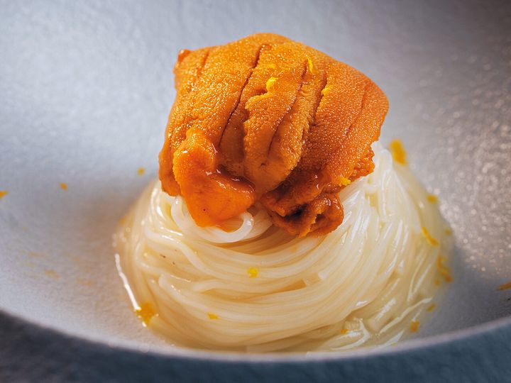 白金台『伊ざき』の島原そうめんをカッペリーニ風にアレンジした一品