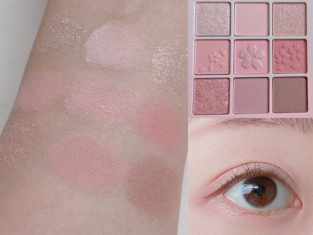 デイジーク シャドウパレット ロマンチックブロッサム 腕に付けて発色確認