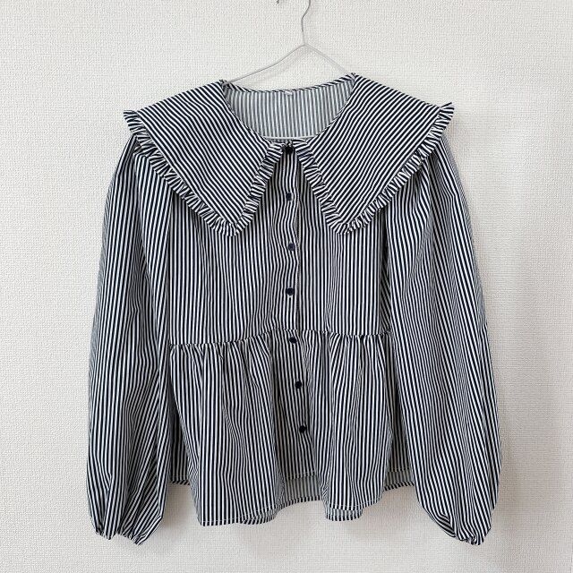 coca ビッグカラーブラウス STRIPE