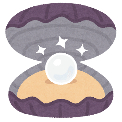 貝の中の真珠のイラスト