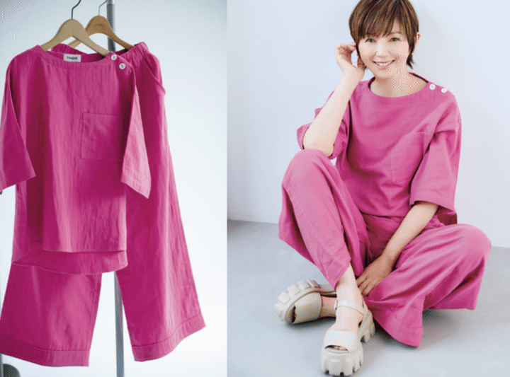 ほどよい抜け感で自信をまとう 華奢見えダブルガーゼトップス￥4 ,620、美脚見えダブルガーゼパンツ￥5 ,478 ／ともにフェリシモ