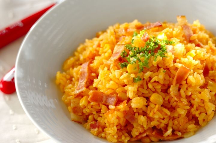 野菜ジュースの炊き込みピラフ