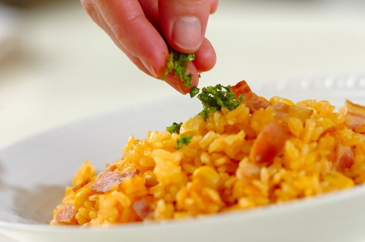 野菜ジュースの炊き込みピラフの作り方2