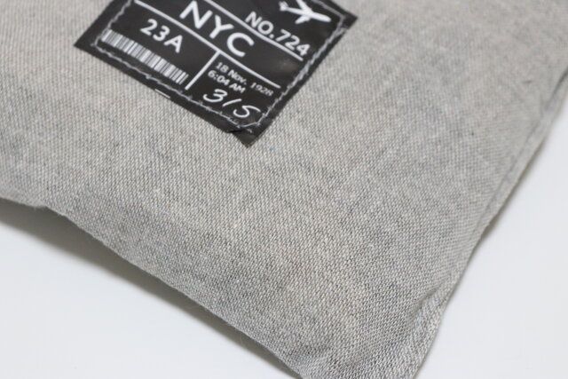 ダイソーのトラベルポケッタブルコットン混トート（グレー・青）の素材