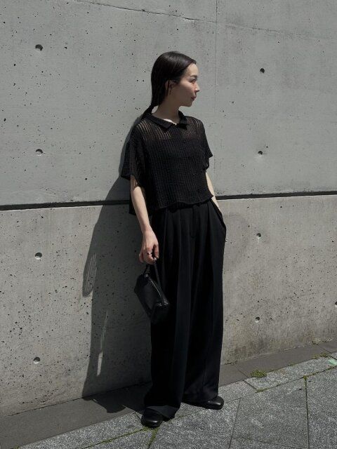 黒ワイドパンツコーデ5