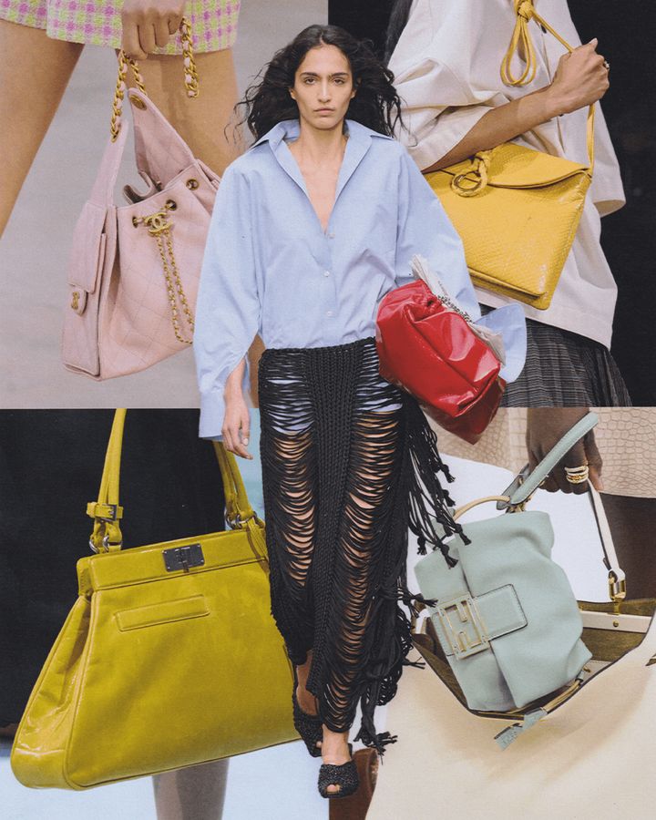 （中央）ステラ マッカートニー（右上から時計回り）ボッテガ・ヴェネタ、フェンディ、プラダ、シャネル