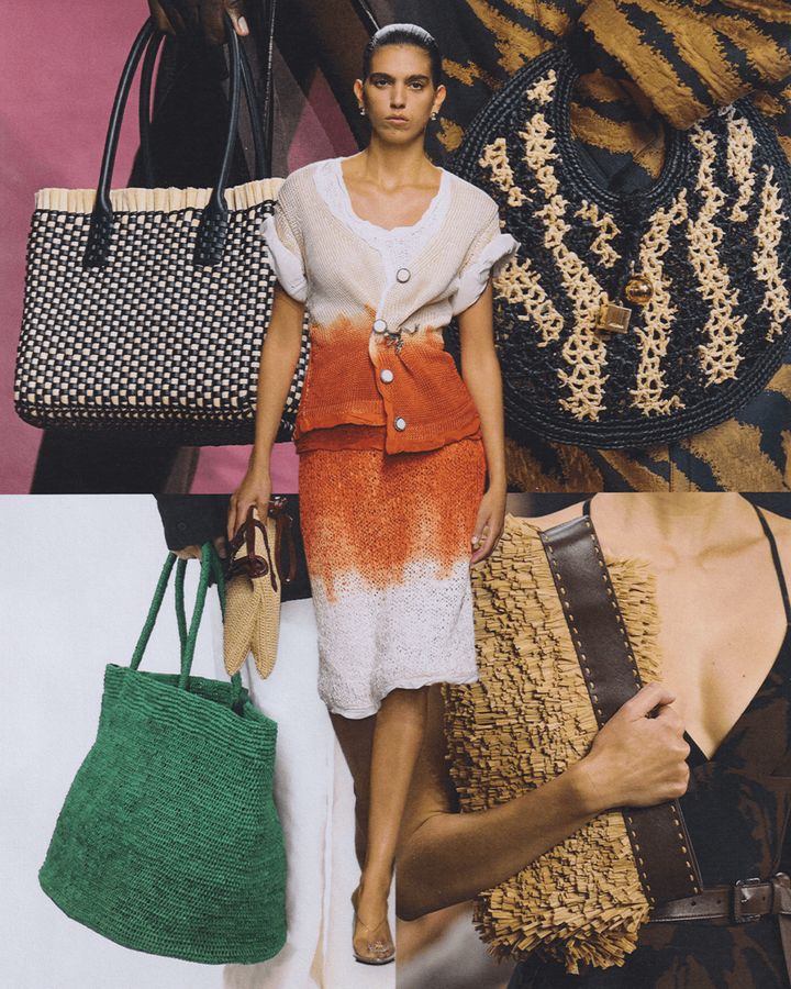 （中央）ボッテガ・ヴェネタ（右上から時計回り）ジャクムス、マイケル・コース、ザ・ロウ、エルメス