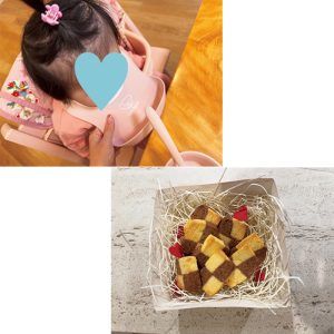 近藤千尋さんの三女が離乳食を食べる様子と長女次女と作ったクッキー