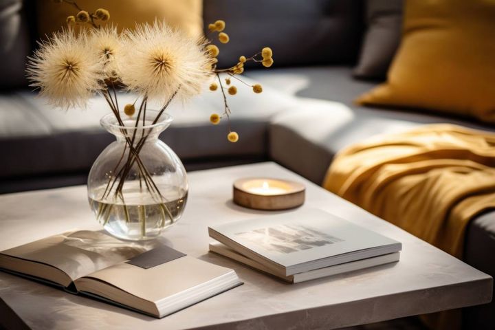 おしゃれなリビングに本が並ぶ