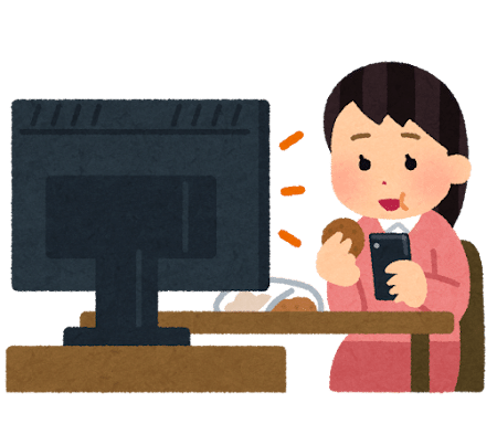 ながらスマホのイラスト（女性）