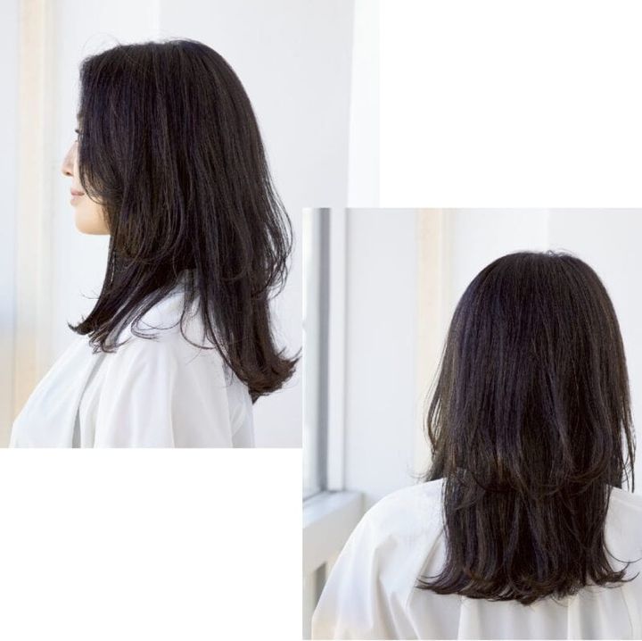 セミロングのサイド＆バック