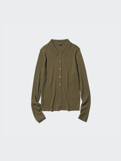 2025春夏ユニクロ女性値下げリブポロカーディガン