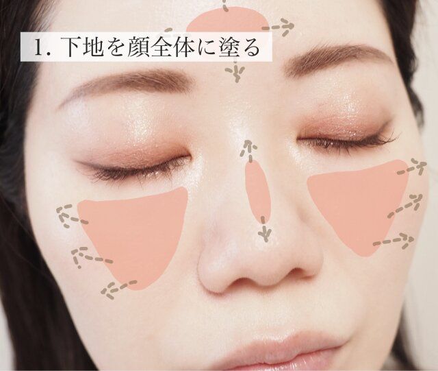 下地を顔全体に塗る