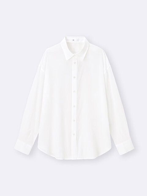 GU シアーオーバーサイズシャツRS＋E OFF WHITE