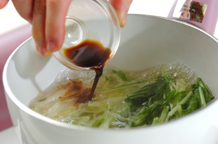 ネギと水菜のだし浸しの作り方2