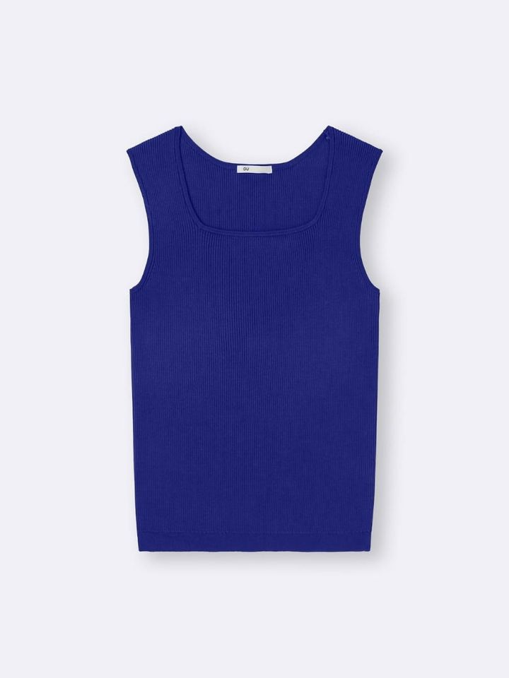 2025gu女性値下げリブニットスクエアネックタンクトップ