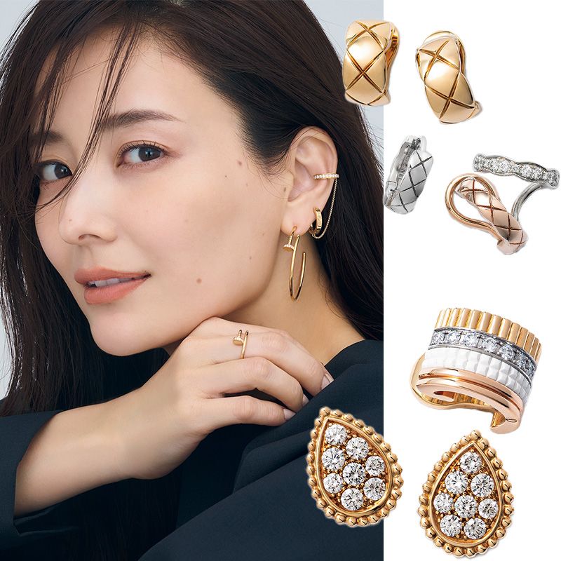 【大人の存在感・片耳用】CHANEL 春夏コレ限定  イヤーカフ ココ クラッシュ コレクション イヤカフ ベージュゴールド