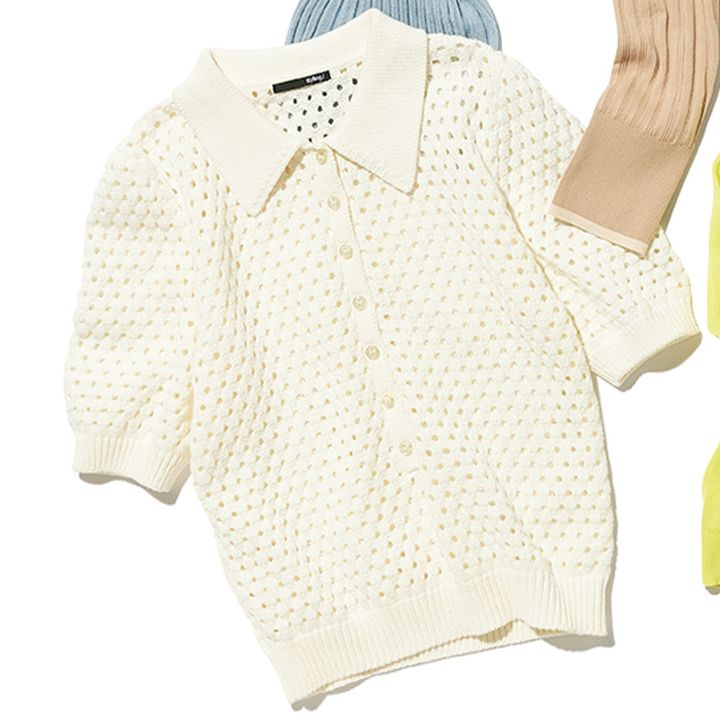 スタイリングのニットポロシャツ