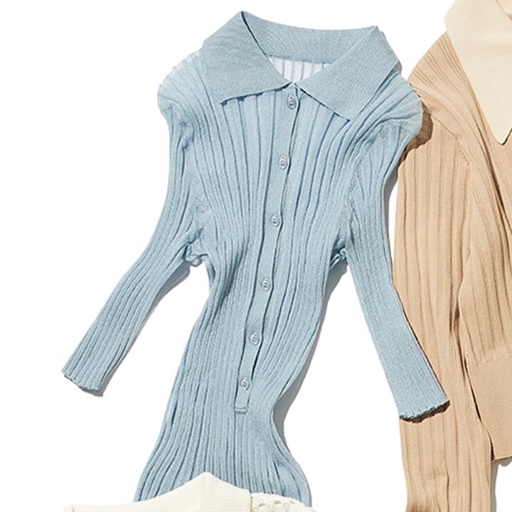 スタニングルアーの太リブのニットポロシャツ