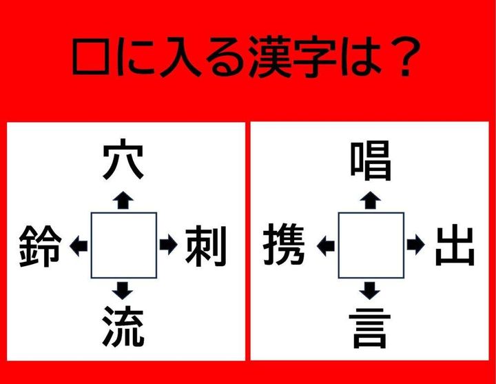 漢字パズル】□鈴、□穴、□刺、□流 □に入る漢字は何