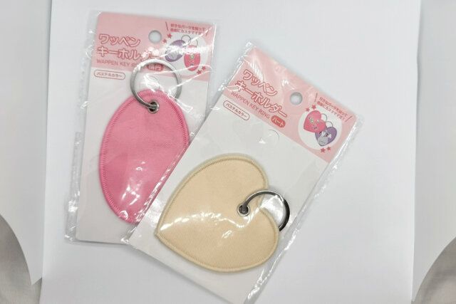 ワッペンキーホルダー ハート 楕円 パステルカラー