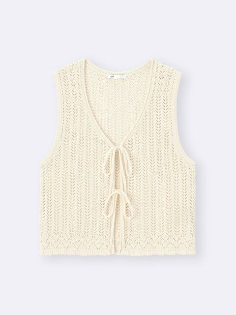 2025gu女性セットアップ編みニットジレ