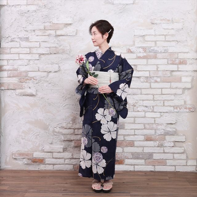 浴衣・兵児帯2点セット(毬／紺)