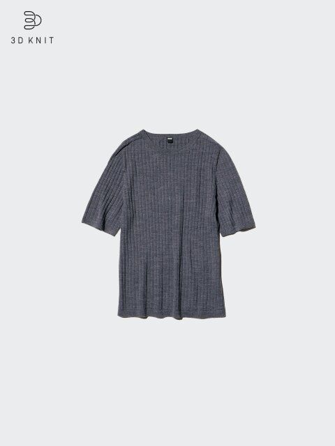 2025夏ユニクロ女性おすすめ3Dメリノリブクルーネックセーター