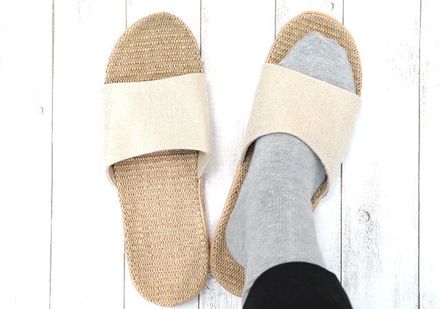 ダイソー 外でも履けるスリッパ（ジュート入・無地） サイズ感