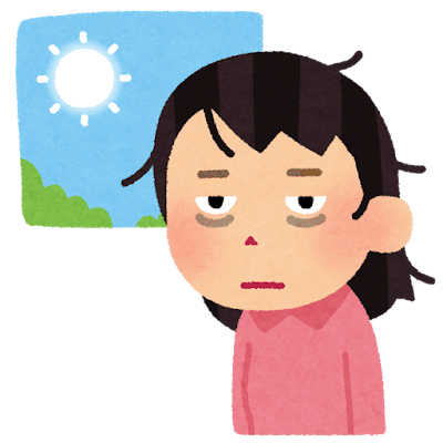 徹夜明けのイラスト（女性）