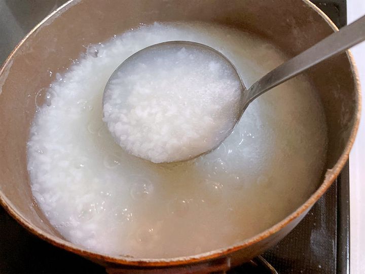 25分煮て膨らんだお米