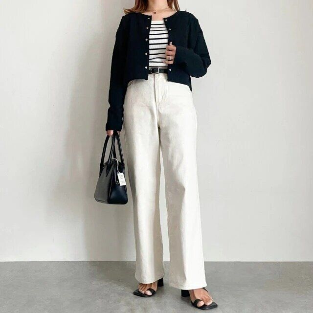 モノトーンボーダー大人コーデ