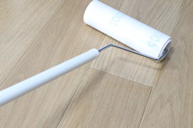 粘着テープクリーナー（伸縮二段式、テープ別売） 使用例