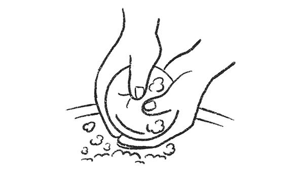 イラスト 1.台所用中性洗剤を使って押し洗い