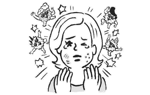 イラスト 5.ニキビ、赤みなどの肌トラブルに