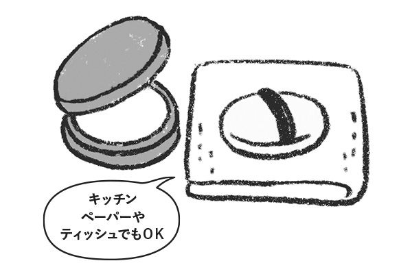 イラスト 「キッチンペーパーやティッシュでもOK」