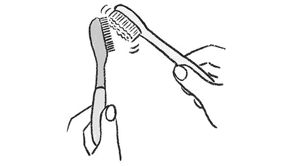 イラスト 歯ブラシでダマを落とす