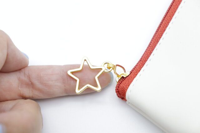 ダイソーの合皮スリムペンケースの星形チャーム