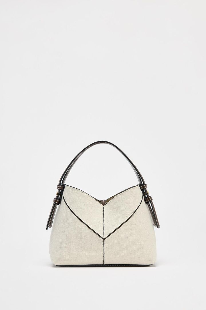 国内発送★ZARA★コントラストキャンバス*ミニショッパー ZARA の「新作バッグ」が買って大正解！コロンとした形が可愛い