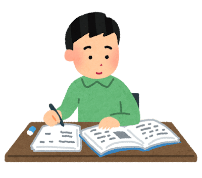 勉強をしている人のイラスト（男性）