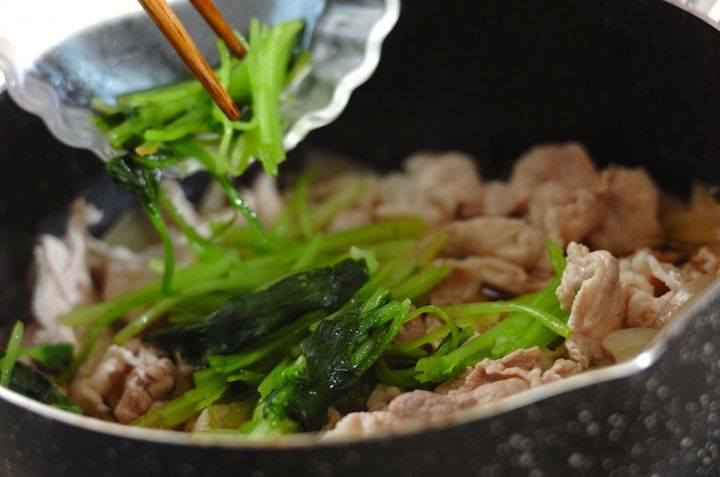 豚とミツバの卵とじの作り方2