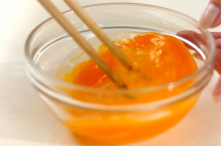 豚とミツバの卵とじの下準備2