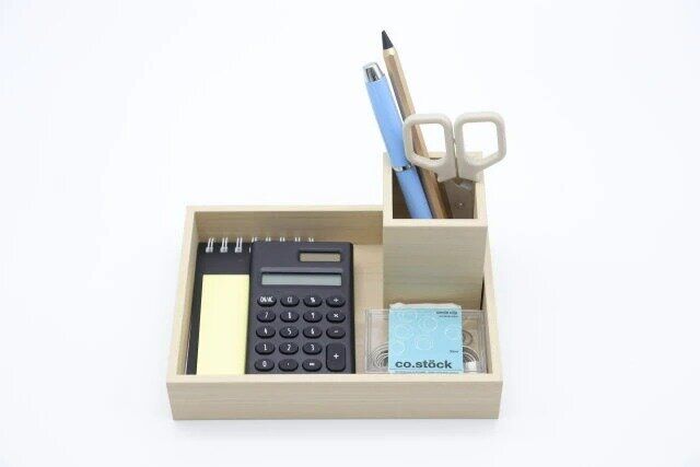 ダイソー 木目調トレー（ライトカラー） 木目調ペンBOX（ライトカラー） 使用例