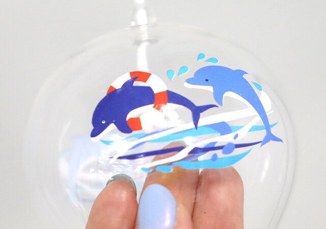 ダイソー ガラス風鈴 イルカ デザイン