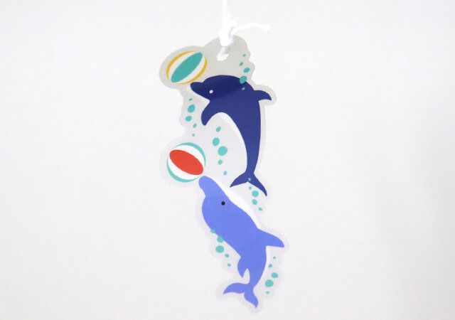 ダイソー ガラス風鈴 イルカ デザイン 短冊