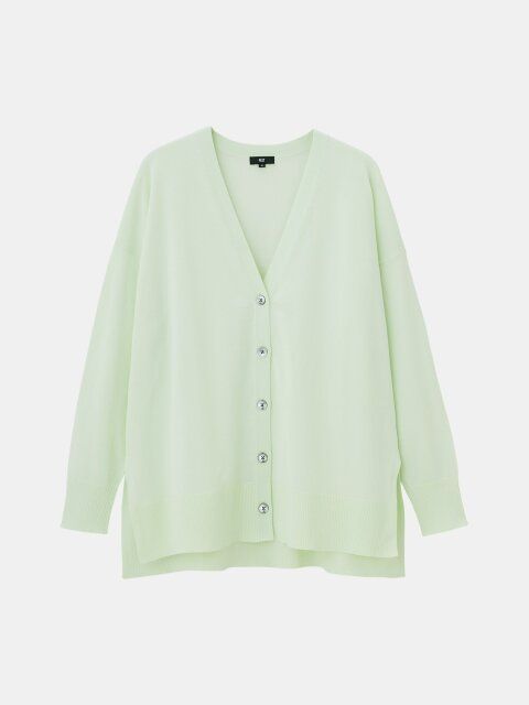 2025plstコットンアセテートブレンドリラックスカーディガン