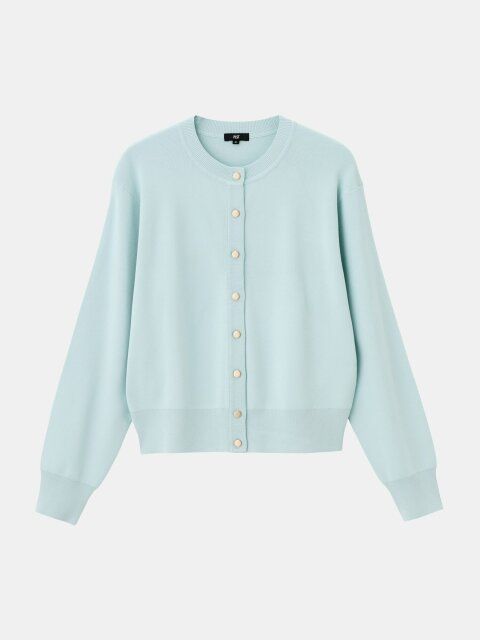 2025plstUVカットレーヨンブレンドメタルボタンカーディガン