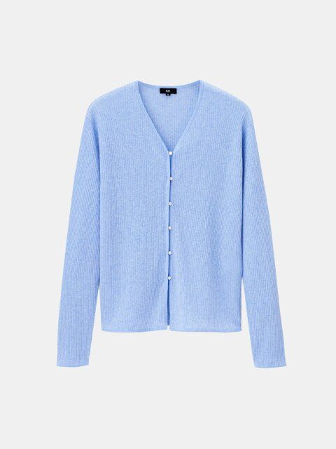 2025plstリネンブレンドリブカーディガン