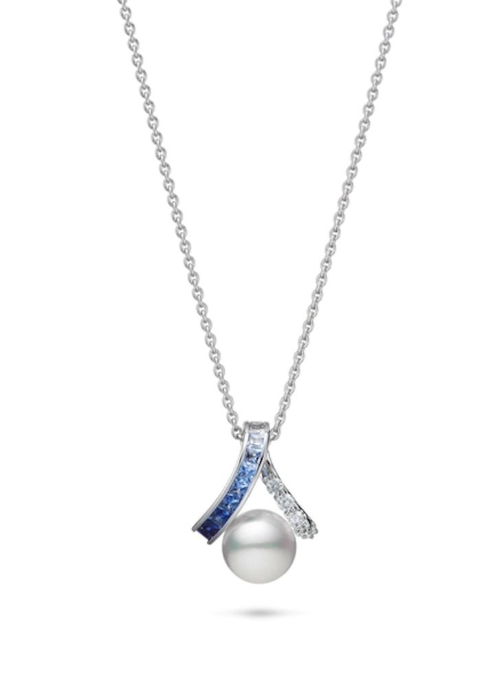 「ミキモト オーシャン」ペンダント（WG×アコヤ真珠×サファイア×ダイヤモンド）￥550,000