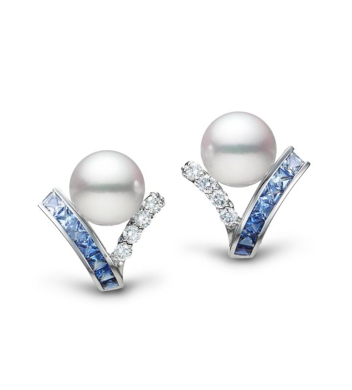 「ミキモト オーシャン」ピアス（WG×アコヤ真珠×サファイア×ダイヤモンド）￥935,000